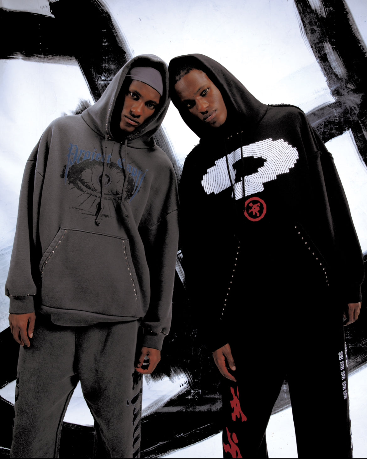 Washed Black "Studded Hoodie"