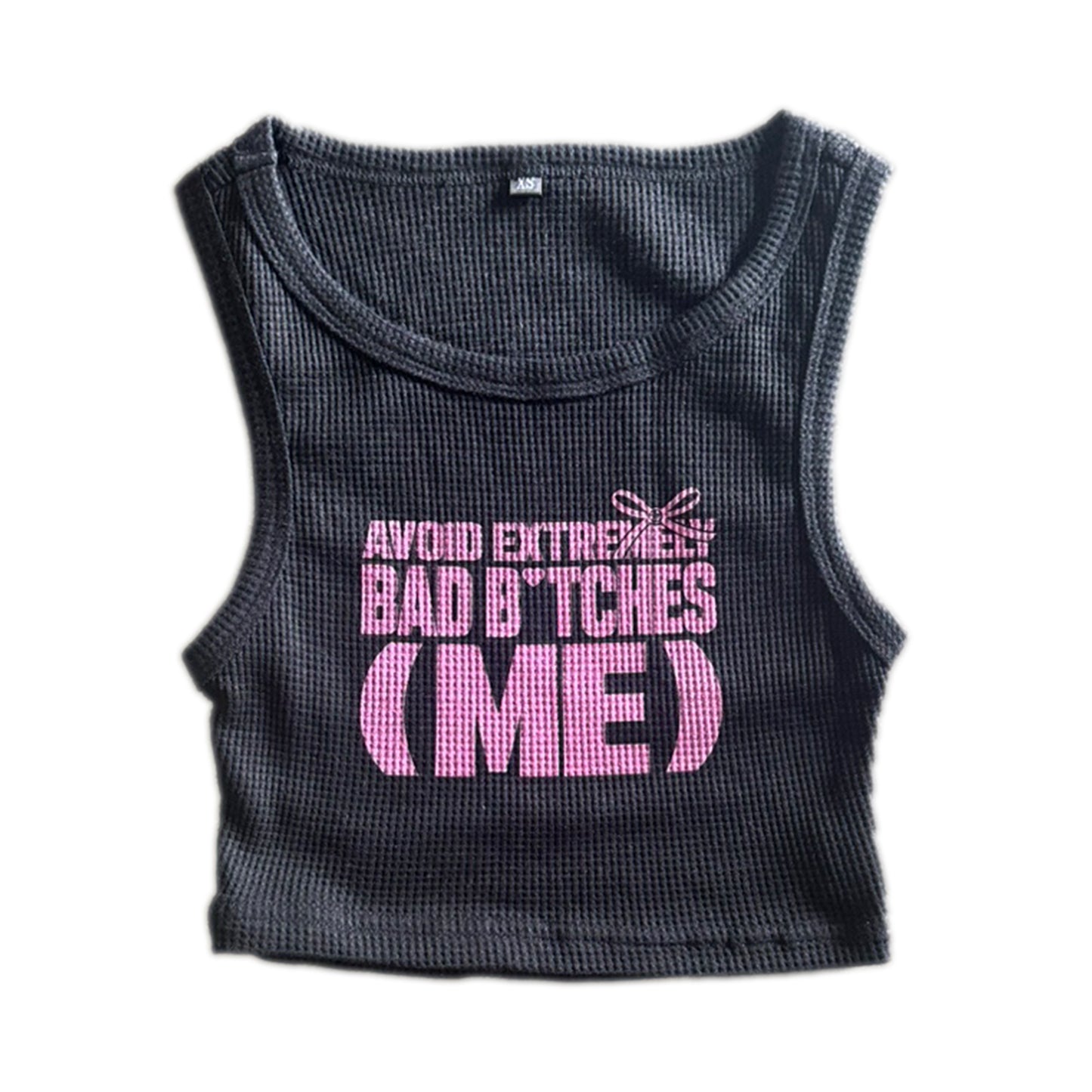 BAD B*TCHES  WAFFLE CROP TOP