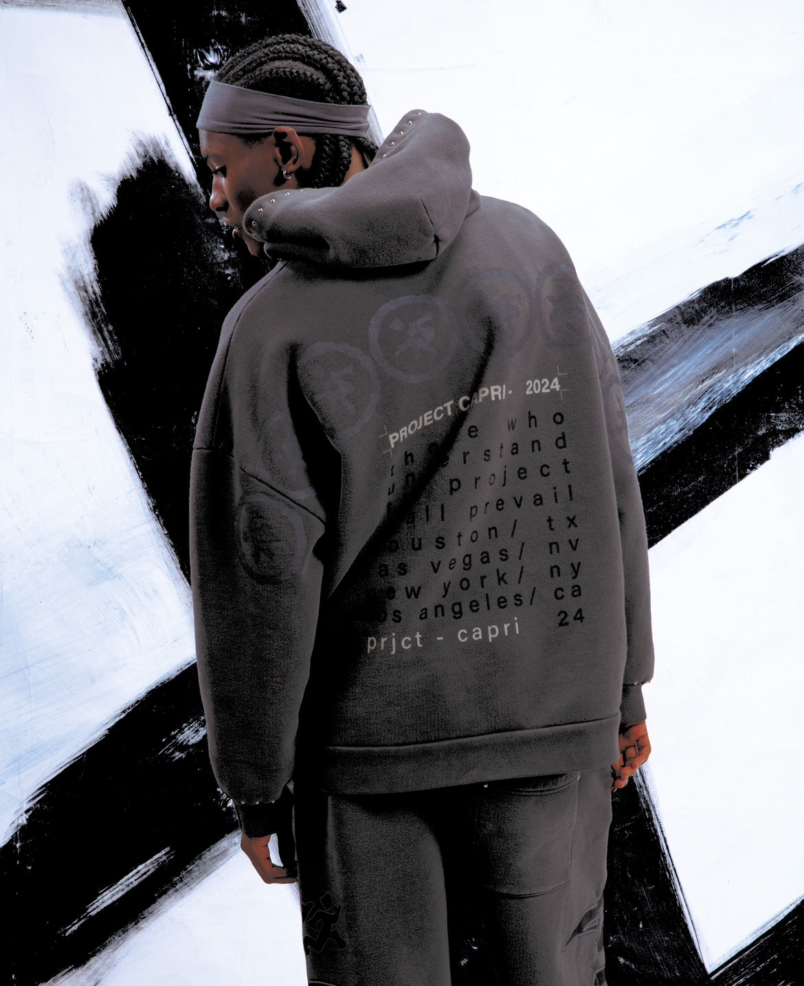 Washed Black "Studded Hoodie"