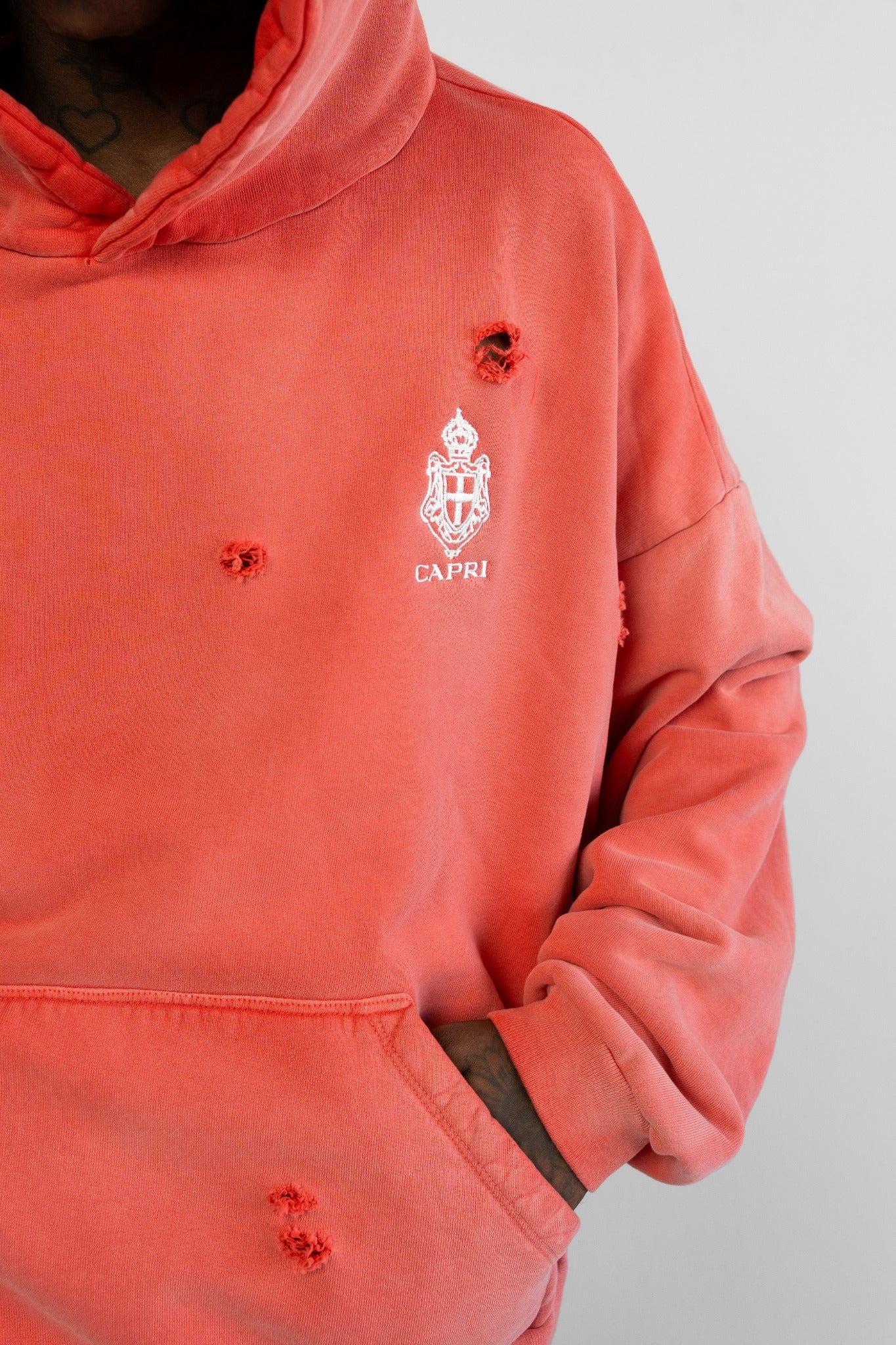Capri Crest Hoodie close view