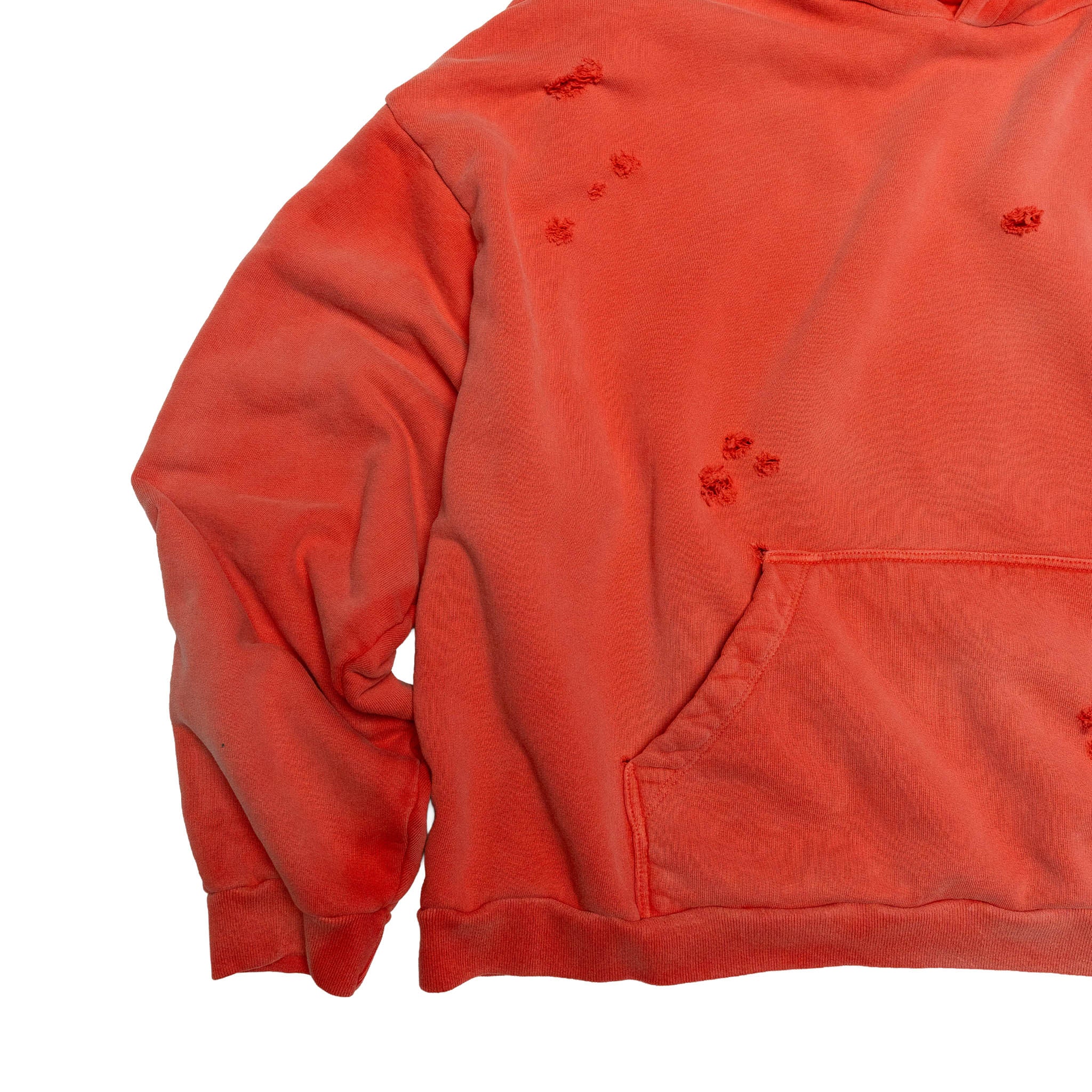 Capri Crest Hoodie distress detail